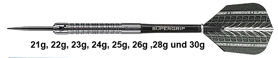 Harrows Supergrip, 24g / 26g, 90% Tungsten – Steeldarts